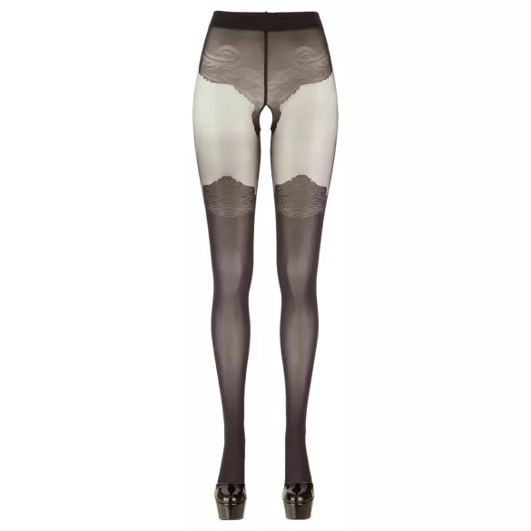 Cottelli - crne otvorene čarape sa dezenom - 5/XL