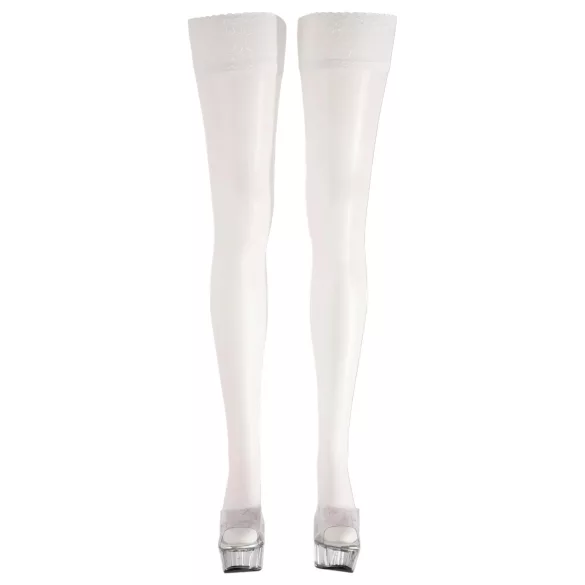 Cottelli - Satenke čarape za butine (bele) - 5/XL