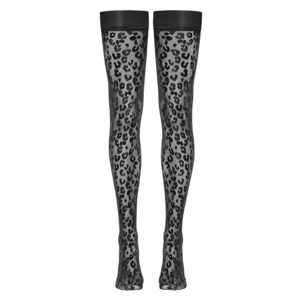 Cottelli čarape - crne sa leopard printom - 3