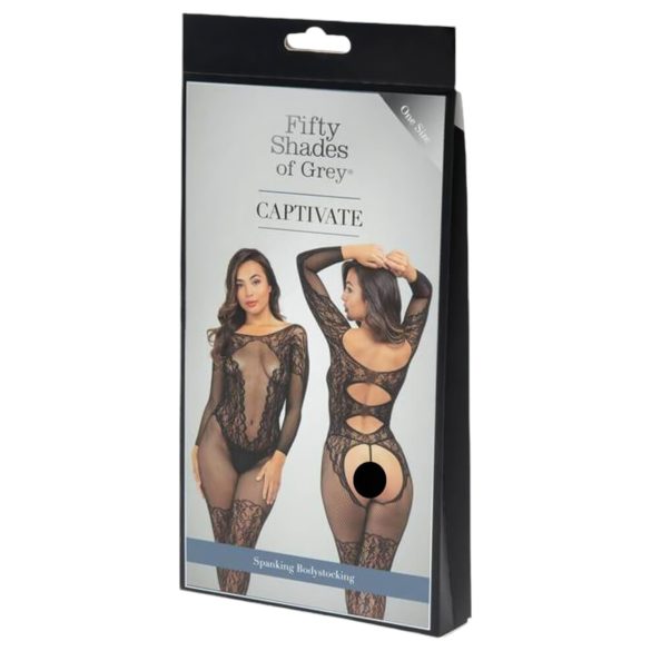 Pedeset nijansi sive - pikantni čipkani kombinezon (crni) - L/XL