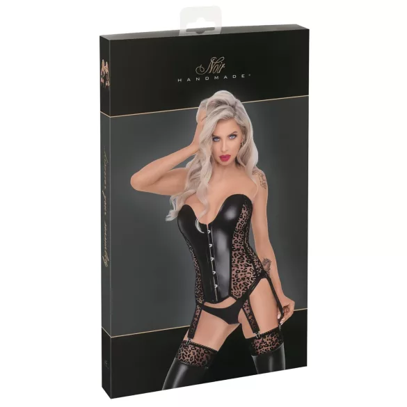 Noir - Crni top sa leopard printom i halterima (crna boja)