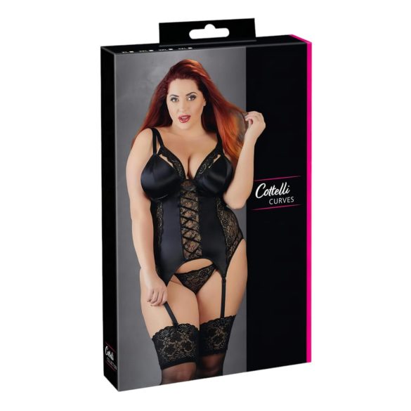 Cottelli Plus Size - Podesiva haljina sa halterima (crna) - 3XL