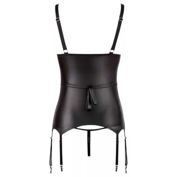 Cottelli Bondage - sjajni top s lisicama za podizanje grudi (crni) - L