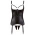 Cottelli Bondage - sjajni top s lisicama za podizanje grudi (crni) - L
