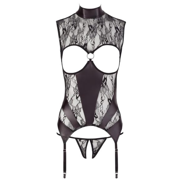 Abierta Fina - blistava čipkasta otvorena bluza (crna) - L