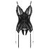 Cottelli - Čipkasti otvoreni top i tanga (crna) - XL