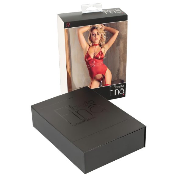 Abierta Fina - svetlucava lančana majica i tanga (crvena)