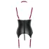 Cottelli Bondage - Sjajni top sa okovratnikom za podizanje grudi (crni)