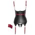 Cottelli Bondage - Sjajni top sa okovratnikom za podizanje grudi (crni) - XL