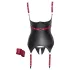 Cottelli Bondage - Sjajni top sa okovratnikom za podizanje grudi (crni) - XL