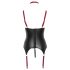 Cottelli Bondage - Sjajni top sa okovratnikom za podizanje grudi (crni) - XL