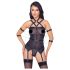 Cottelli Bondage set - Crni top sa kaiševima, lisicama i tangama