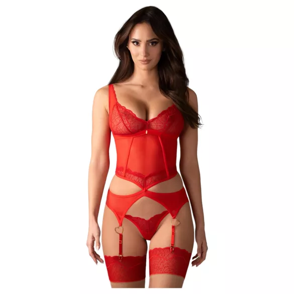 Obsessive Cupide Desir - providni čipkani set (crveni)