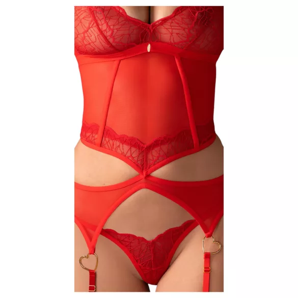 Obsessive Cupide Desir - providni čipkani set (crveni)