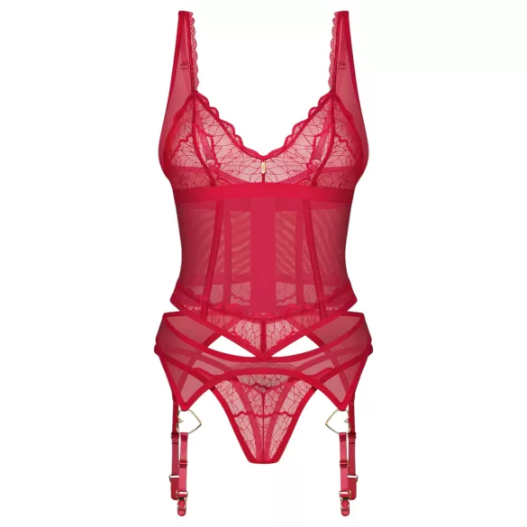 Obsessive Cupide Desir - providni čipkani set (crveni)