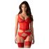 Obsessive Cupide Desir - providni čipkani set (crveni) - L/XL