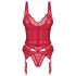 Obsessive Cupide Desir - providni čipkani set (crveni) - L/XL