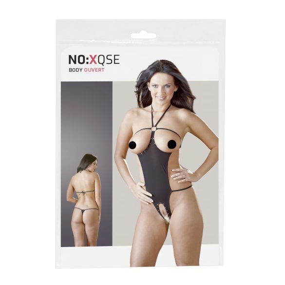 NO:XQSE - Otvoreni, seksi bodi sa cirkonima - crni (S-L)