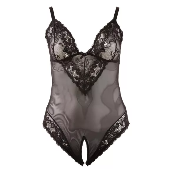 Cottelli Plus Size - čipkasti bodi (crni) - XXXL