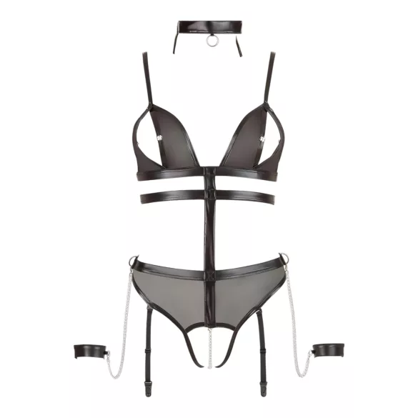Cottelli Bondage - Otvoreni body sa lancima (crni) - XL