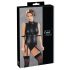 Cottelli Bondage - sjajni bodi bez rukava i lisice (crno) - XL