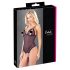Cottelli - čipkasti body sa biserima i otvorima (crna) - XL