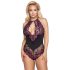 Cottelli Plus Size - cvetni bodi (crno-ljubičasti) - 3XL