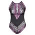 Cottelli Plus Size - cvetni bodi (crno-ljubičasti) - 3XL