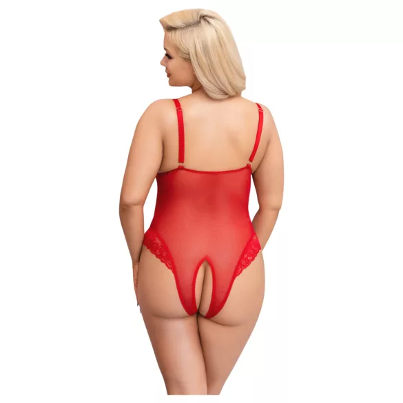 Cottelli Curves - providno čipkasto telo (crveno) - 3XL