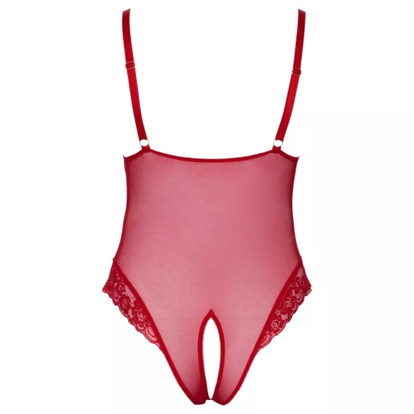 Cottelli Curves - providno čipkasto telo (crveno) - 3XL