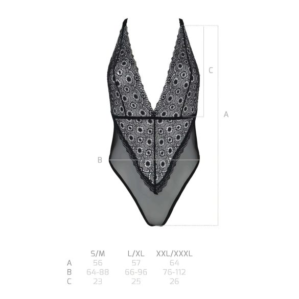 Passion Eco Zinnia - čipkasti bodi (crna) - L/XL