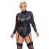 Cottelli Bondage Plus Size - body sa čipkastim rukavima (crna)