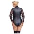 Cottelli Bondage Plus Size - body sa čipkastim rukavima (crna)