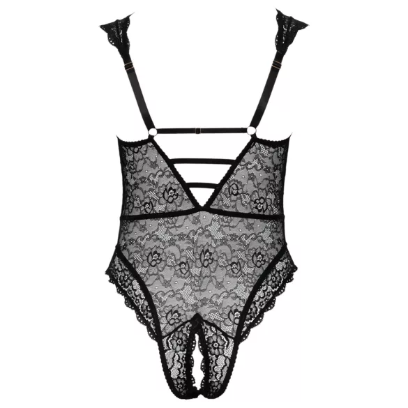 Cottelli Curves Plus Size - providni body s uzorkom (crni)