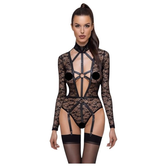Cottelli - prozirni, crni body sa trakama