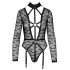 Cottelli - prozirni, crni body sa trakama - M