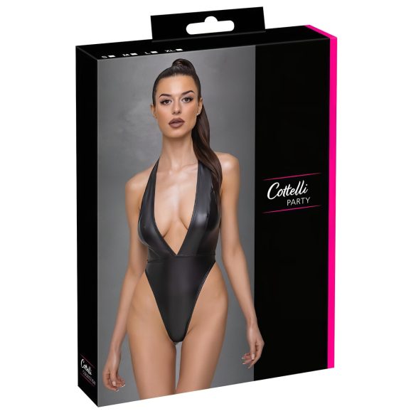 Cottelli Party - Sjajni bodi sa okovratnikom (crni) - XL