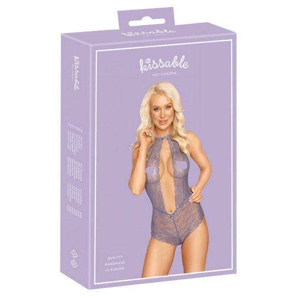 Kissable - graciozno čipkasto telo s okovratnikom (ljubičasto) - L/XL