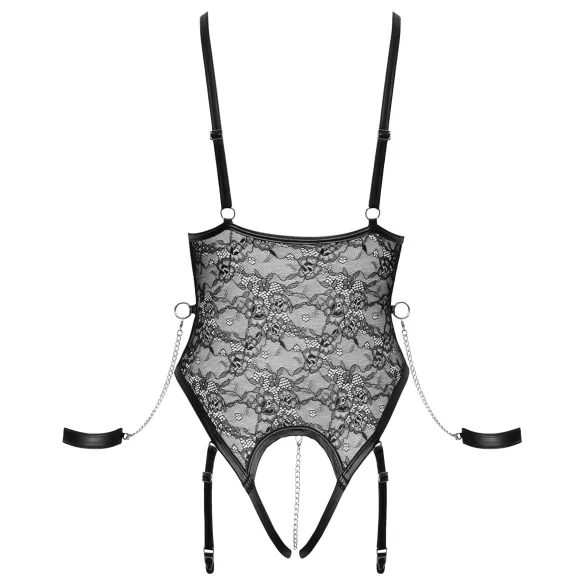 Cottelli Bondage - otvoreni bodi sa lisicama (crni) - L