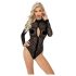 Noir - leopard deseni, dugih rukava body (crna) - M