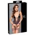 Cottelli Bondage - otvoreni body i lisice (crne)