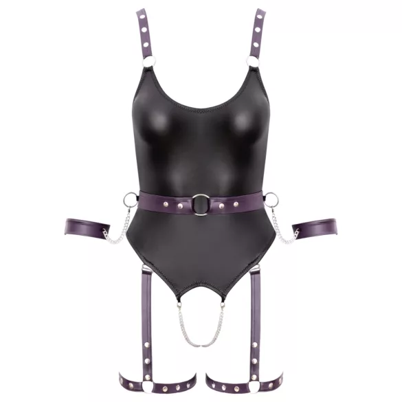 Cottelli - otvoreni bondage bodi sa lisicama (crna) - M