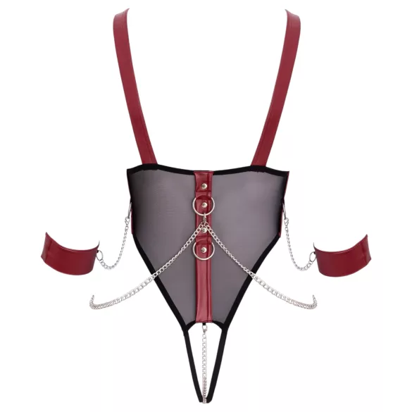 Cottelli Bondage - otkriveni bodi sa kaiševima i lancem (crni)