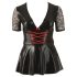Cottelli Plus Size - sjajna haljina s crvenim korzetom (crna) - XXL