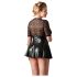 Cottelli Plus Size - sjajna haljina s crvenim korzetom (crna) - XXXXL