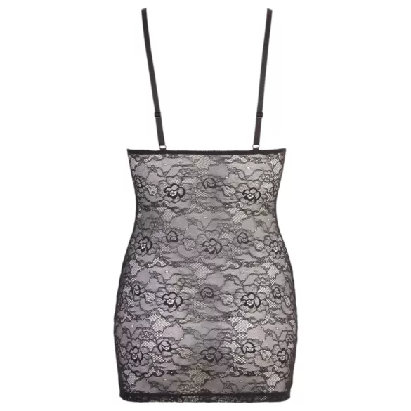 Cottelli - sjajna čipkasta haljina s prugama (crna) - L