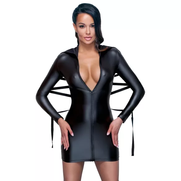 Cottelli Bondage - Sjajna haljina sa vezovima (crna) - L