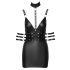 Cottelli Bondage - sjajna mini haljina sa okovratnikom (crna) - M