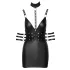 Cottelli Bondage - sjajna mini haljina sa okovratnikom (crna) - M