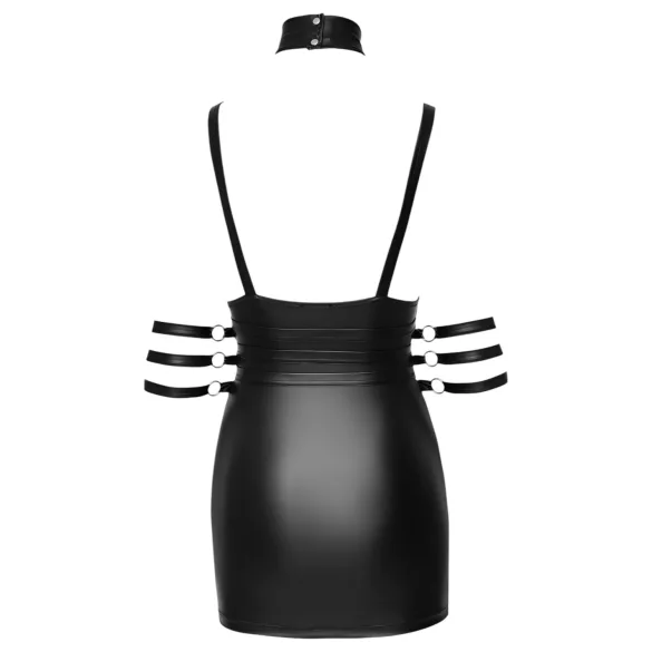Cottelli Bondage - sjajna mini haljina sa okovratnikom (crna) - M